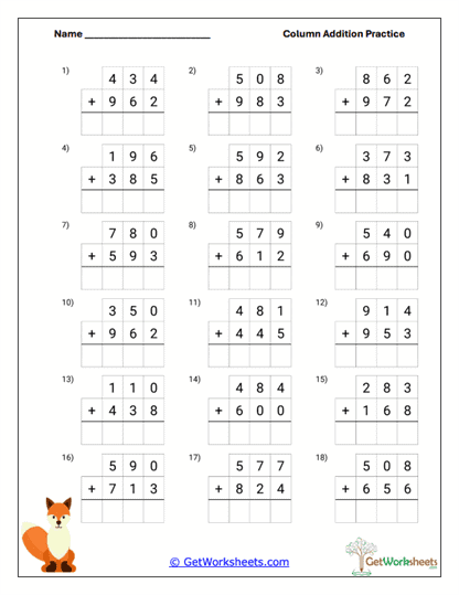 Fox Figures Worksheet