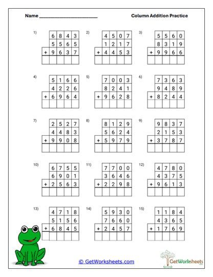 Frog Math Worksheet