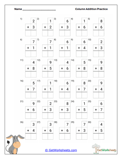 Donkey Digits Worksheet