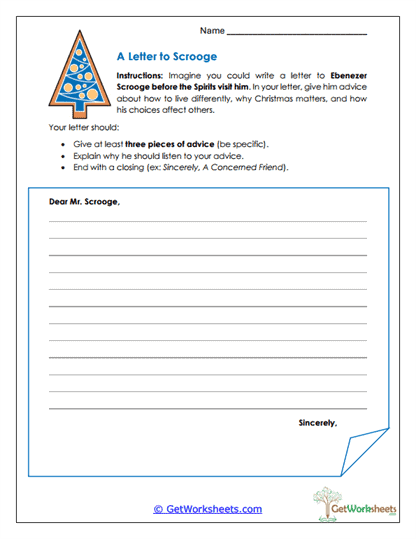 Letter to Scrooge Worksheet