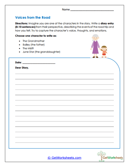 Character Diary Worksheet