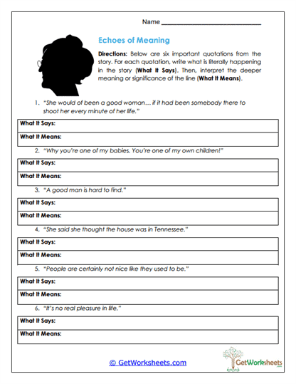 Quote Interpretation Worksheet