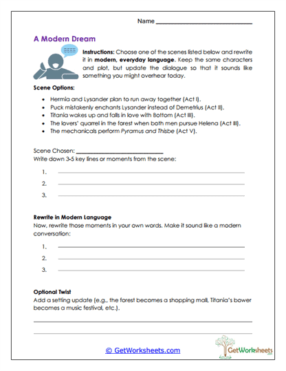 Modern Rewrite Worksheet