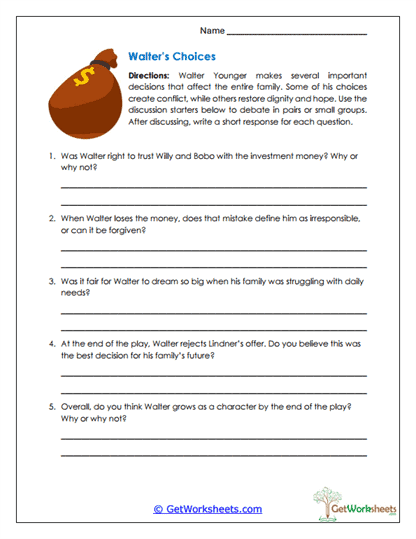 Walter's Choices Worksheet