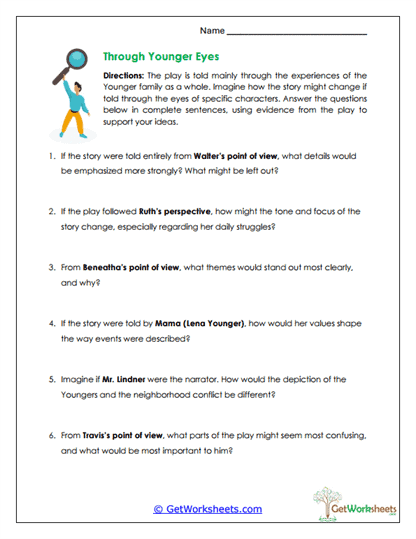 Through Younger Eyes Worksheet