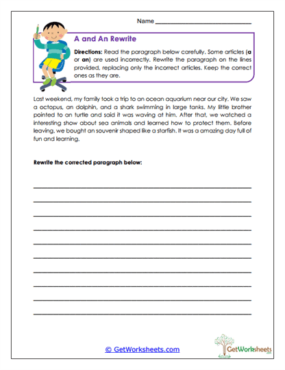 A and An Rewrite Worksheet