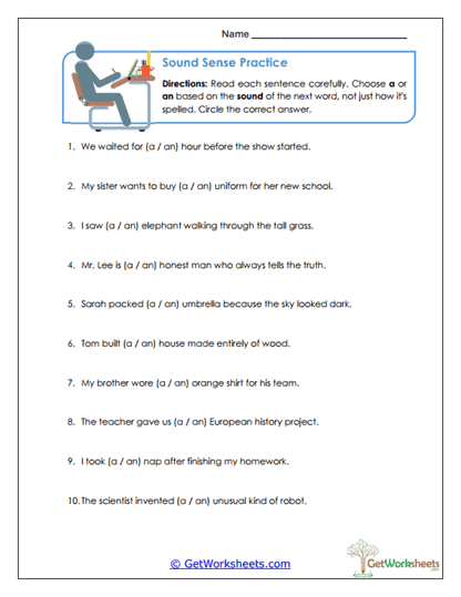 Sound Sense Practice Worksheet