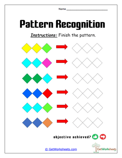 Diamond Sequence Copy Worksheet