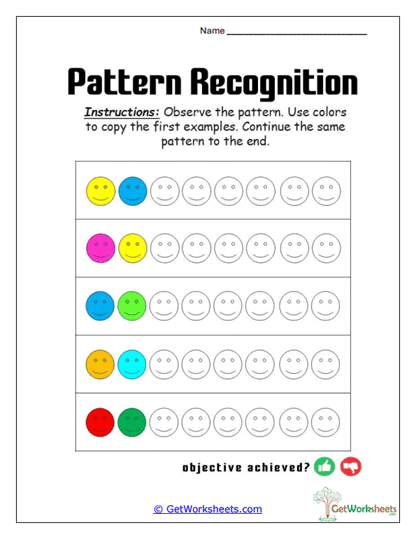 Repeating Color Faces Worksheet