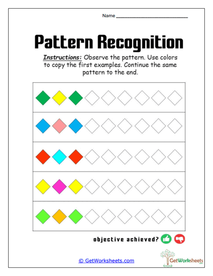 Diamond Color Rhythm Worksheet