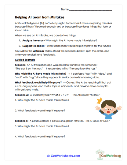 Helping AI Learn Worksheet