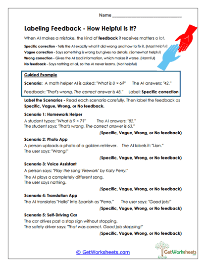 Labeling Feedback Worksheet