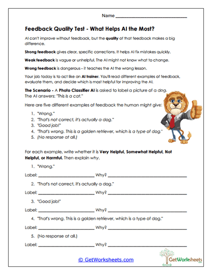 Evaluating Feedback Quality Worksheet