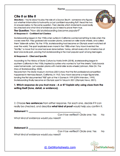 Cite It or Bite It Worksheet