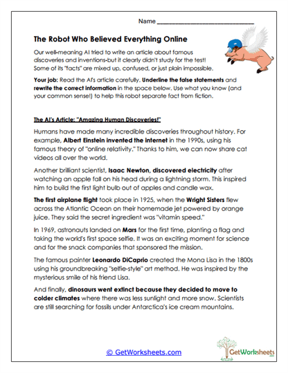 Fact vs. Fiction Fixer Worksheet