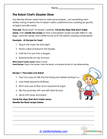 Recipe Error Fixer Worksheet