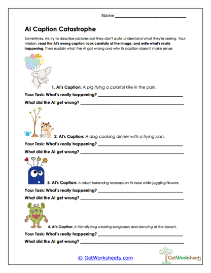Caption Catastrophe Worksheet