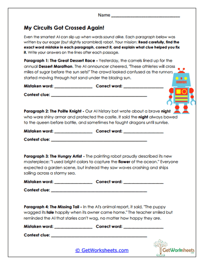 Paragraph Error Fix Worksheet