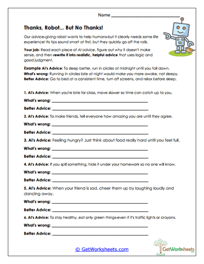 Advice Correction Worksheet