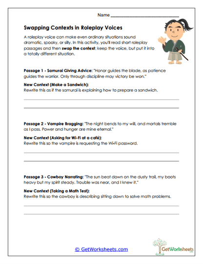 Context-Swapping Roleplay Worksheet