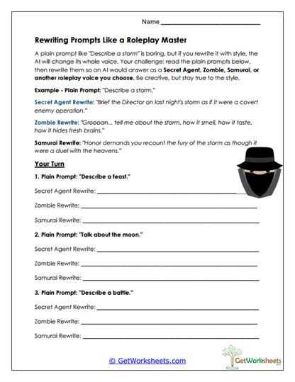 Roleplay Prompt Rewriting Worksheet