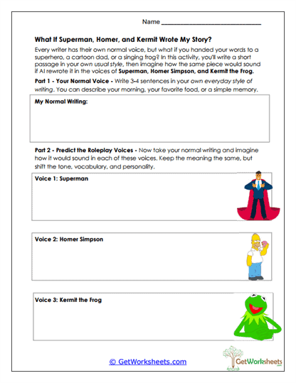 Predicting Roleplay Voices Worksheet