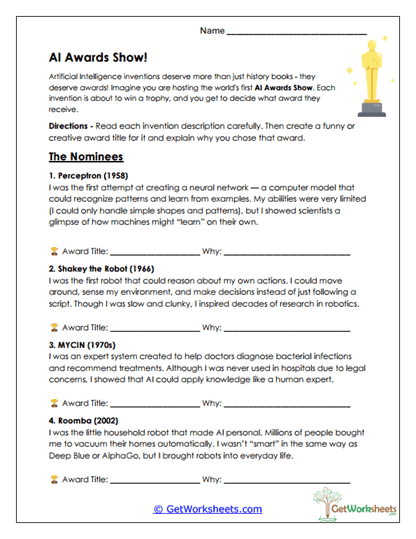 AI Awards Ceremony Worksheet