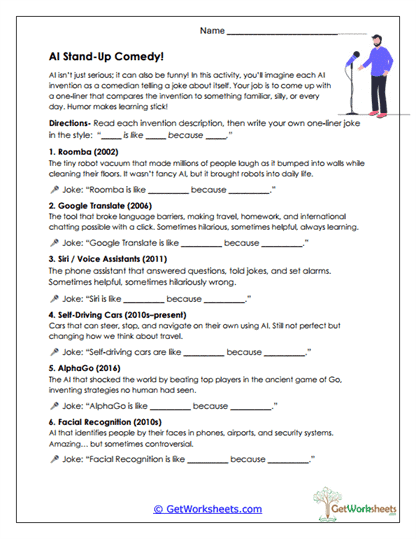 AI Comedy Comparisons Worksheet