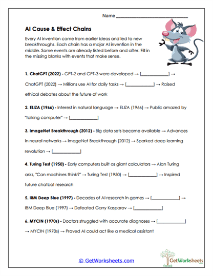 Cause & Effect Chains Worksheet