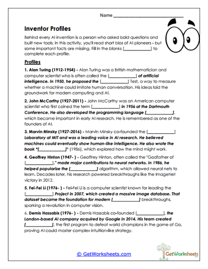 AI Inventor Profiles Worksheet