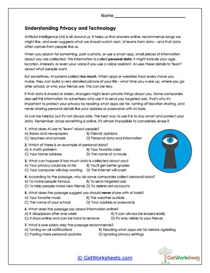 Privacy Basics Worksheet