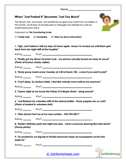 Oversharing Scale Worksheet