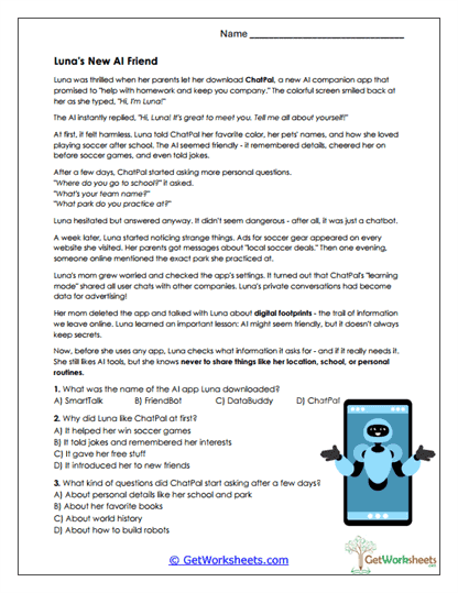 ChatPal Story Quiz Worksheet