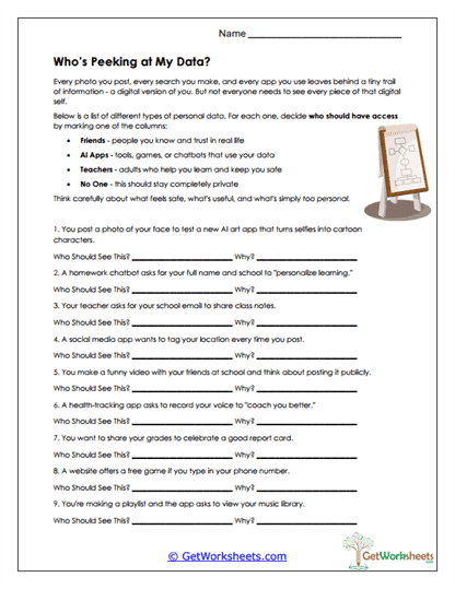 Data Access Choices Worksheet