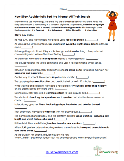 Riley's Data Trail Worksheet