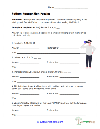 Pattern Recognition Puzzles Worksheet