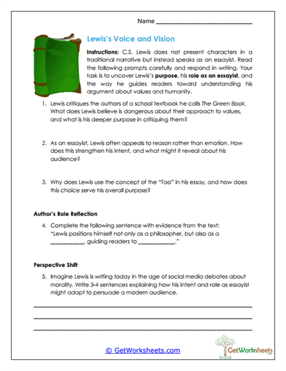The Abolition of Man by C. S. Lewis Worksheets