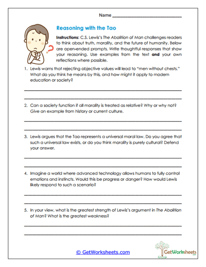 Reasoning with the Tao Worksheet