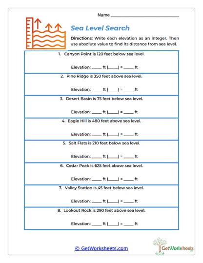 Sea Level Search Worksheet