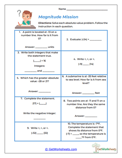 Magnitude Mission Worksheet