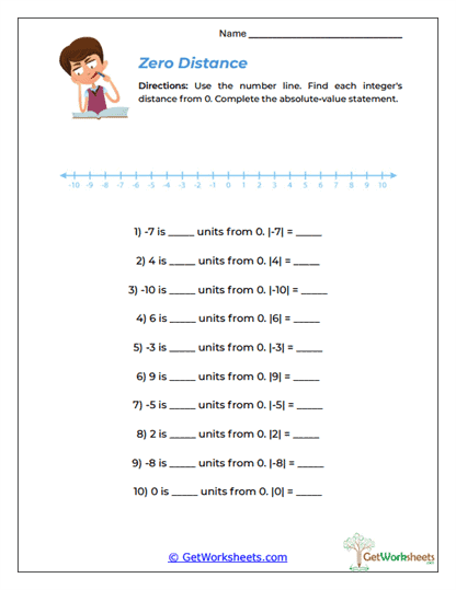 Zero Distance Worksheet