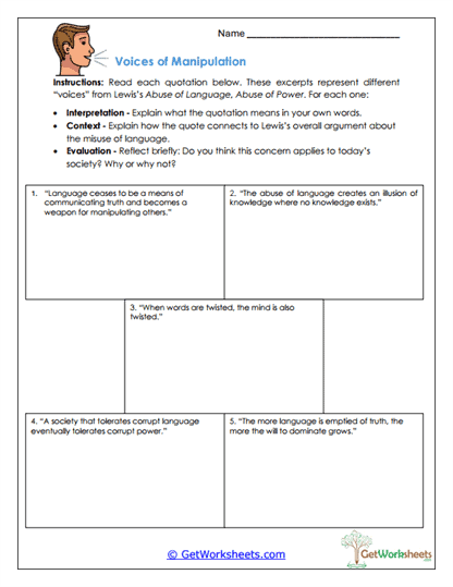Voices of Manipulation Worksheet