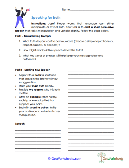 Speaking for Truth Worksheet
