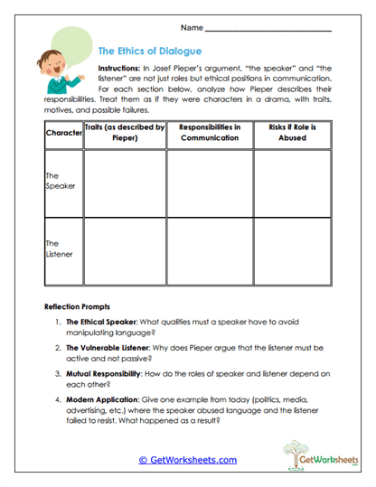 The Ethics of Dialogue Worksheet