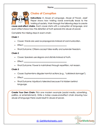 Chains of Corruption Worksheet