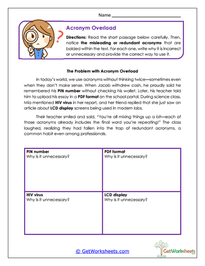 Acronym Overload Worksheet