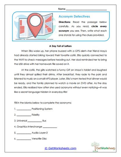 Acronym Detectives Worksheet