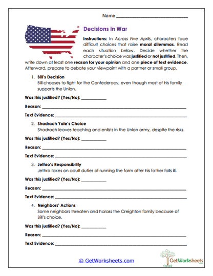 Decisions in War Worksheet