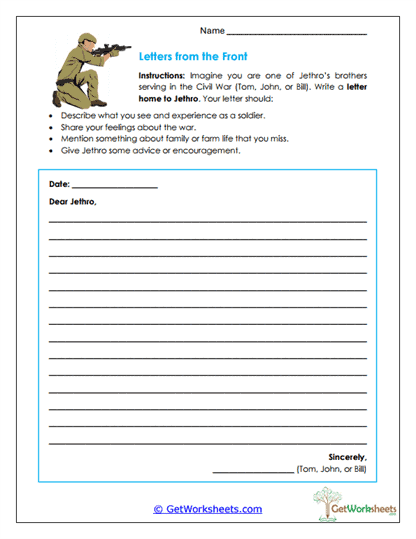 Letters from the Front Worksheet