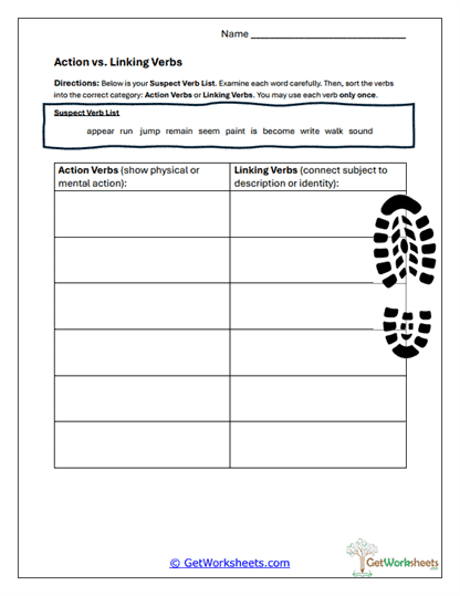Verb Sorting Practice Worksheet